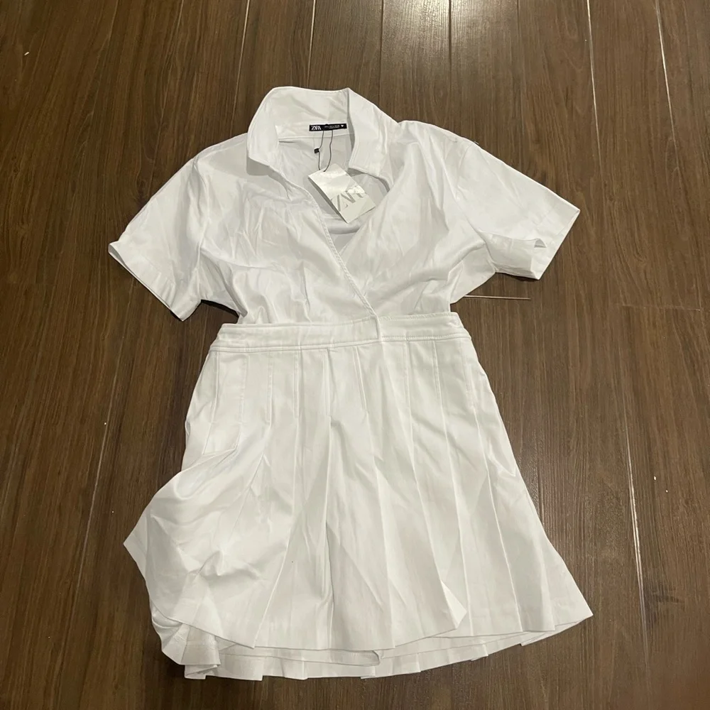 Zara blogger white pleated dress - Picture 2 of 10